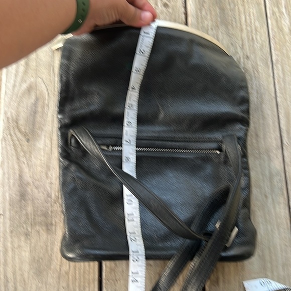 Vintage Black Leather Foldover Shoulder Bag with Hinged silver Metal Frame - Picture 11 of 14